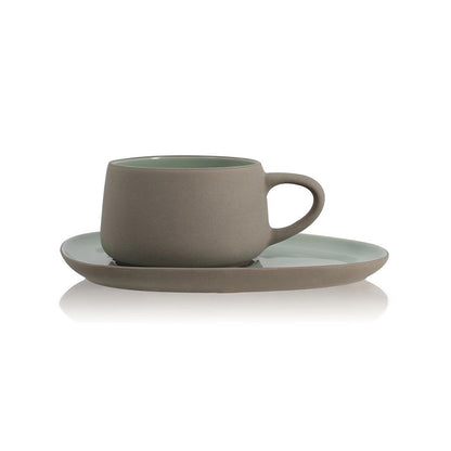 Tea Cup With Paprika Saucer in Stoneware